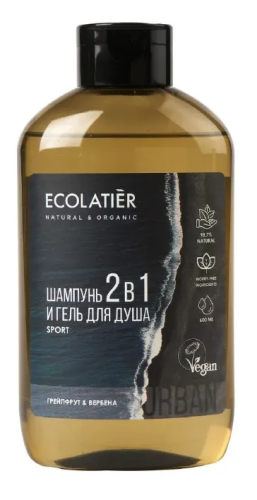 ECOLATIER Urban шампунь-гель мужской 2в1 грейпфрут и вербена 600мл
